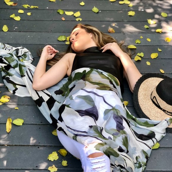 Floral Modal Silk Beach Scarf - Picture 2 of 3